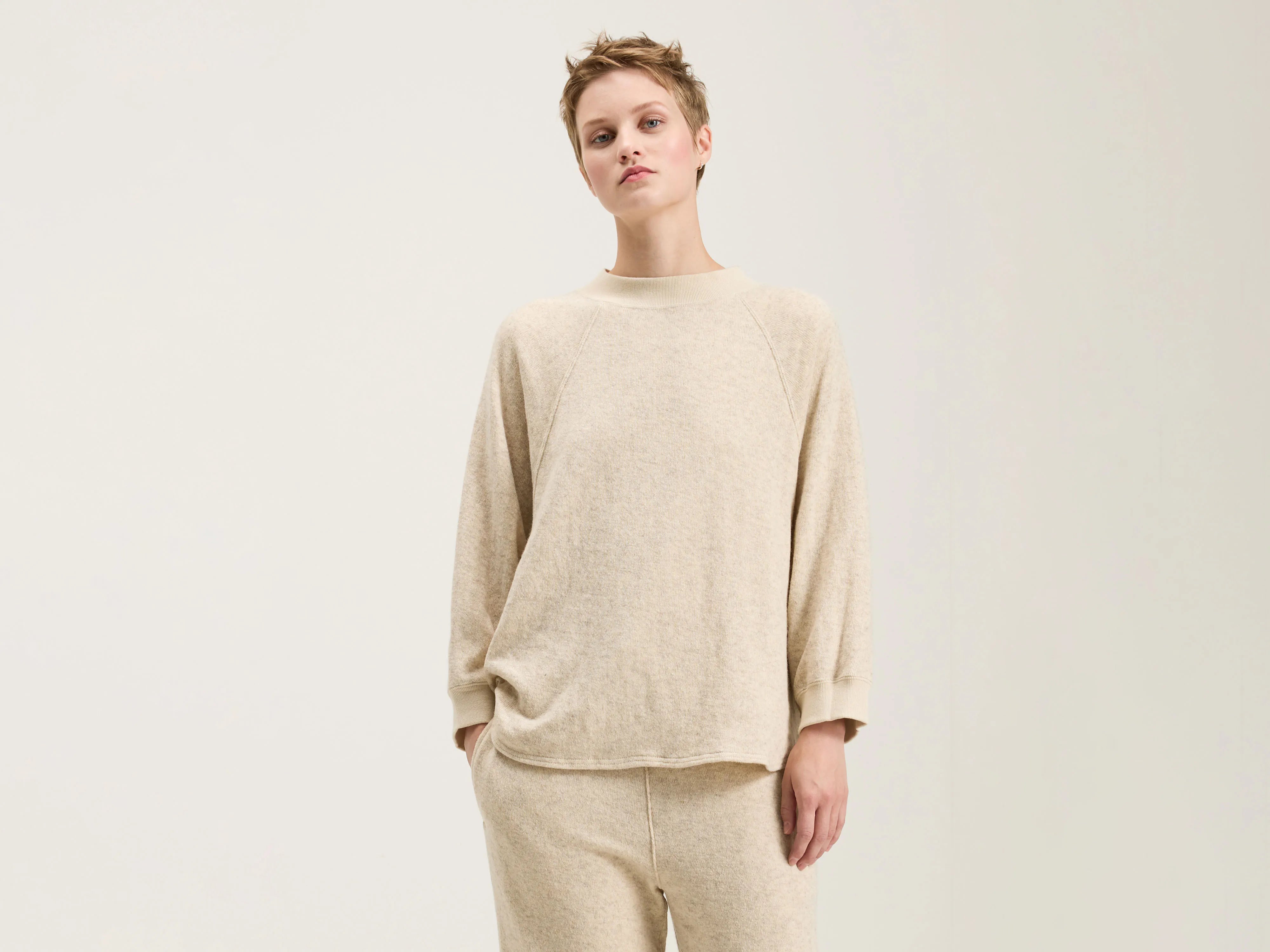 Eco Binding Jersey Smock Tee (242 / W / BEIGE)