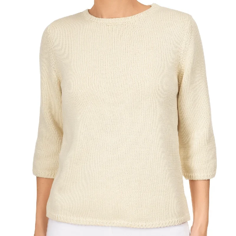 3/4 Sleeve Pullover in Pale Yellow