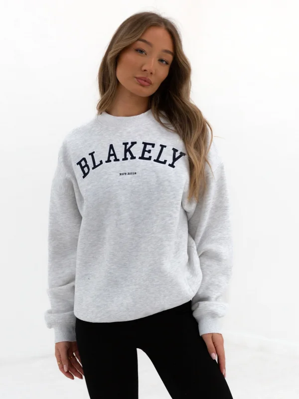 Varsity Oversized Sweater - Marl White