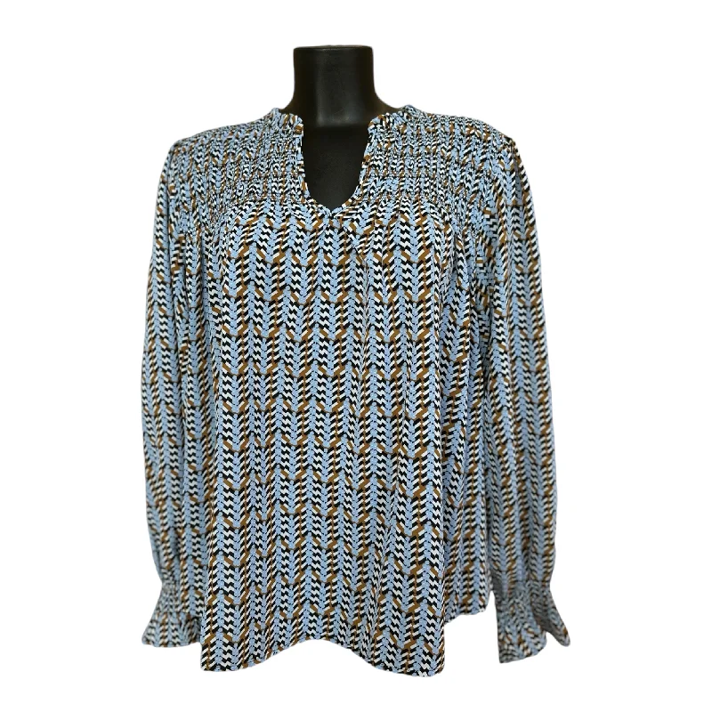 Foil Clothing Shirr it Around Blouse Heart String Print Blue