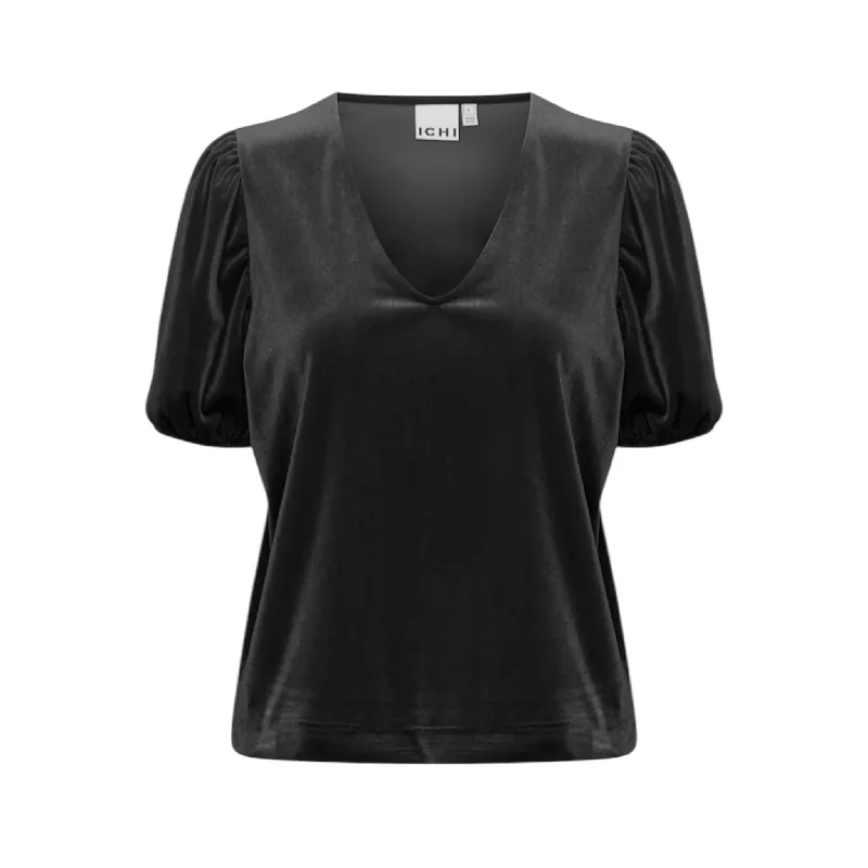 ICHI Lavanny Short Sleeve Top Black