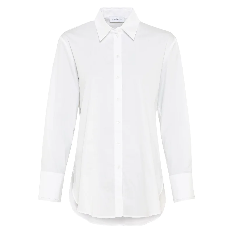 Just White Long Sleeve Long Length Shirt White