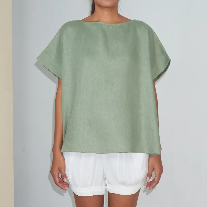 KALI TOP - Linen | Light Olive Green