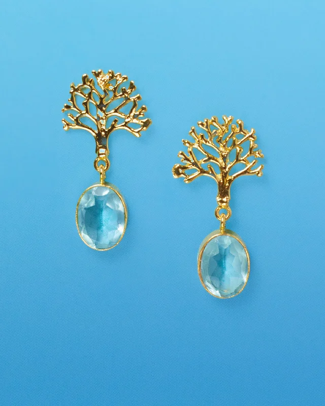 Kea Coral Motif Earrings in Aqua Blue