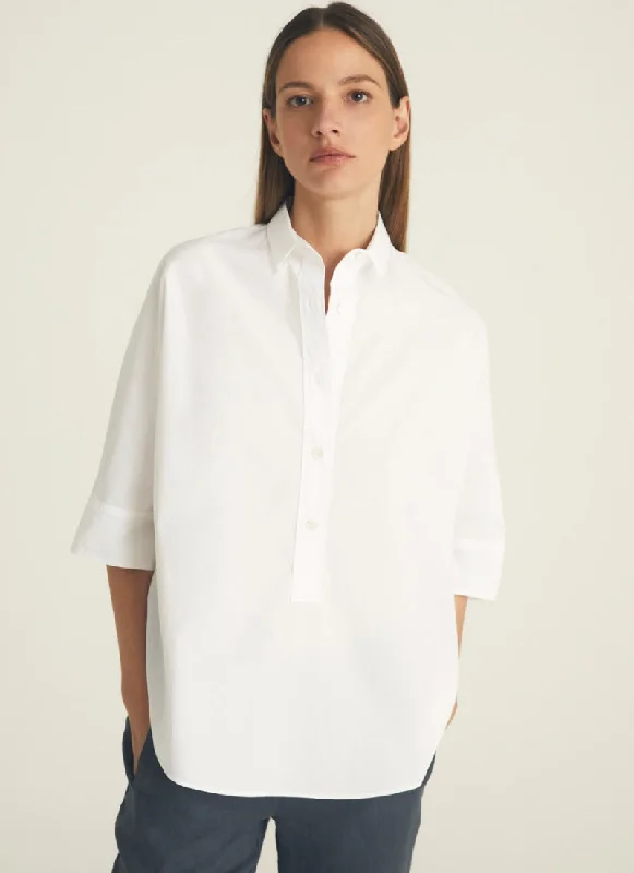 Long Sleeve Popover Poplin Shirt