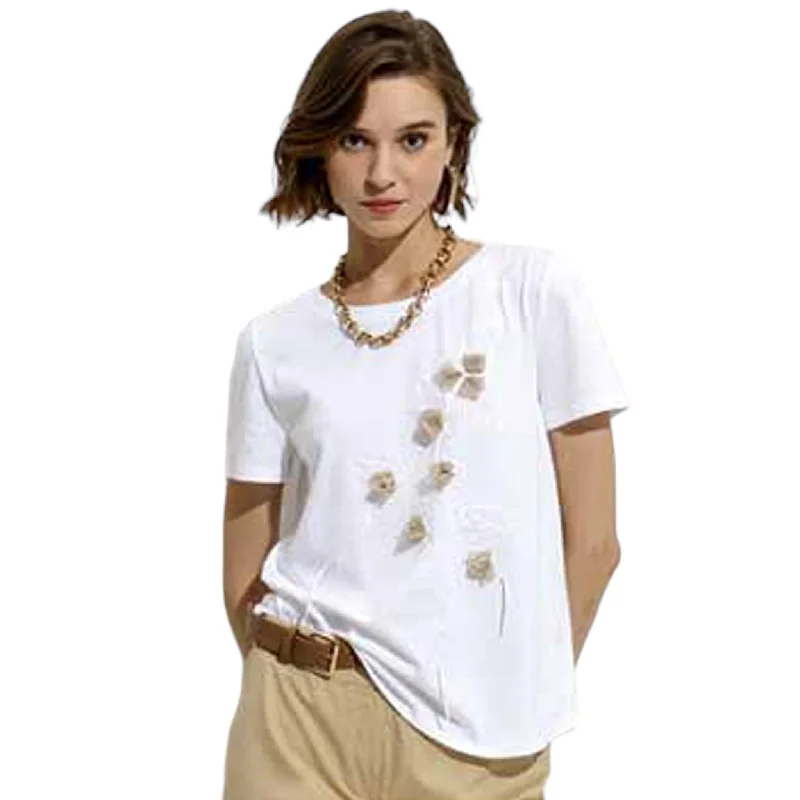 Maria Bellentani Flowers Applique Top White