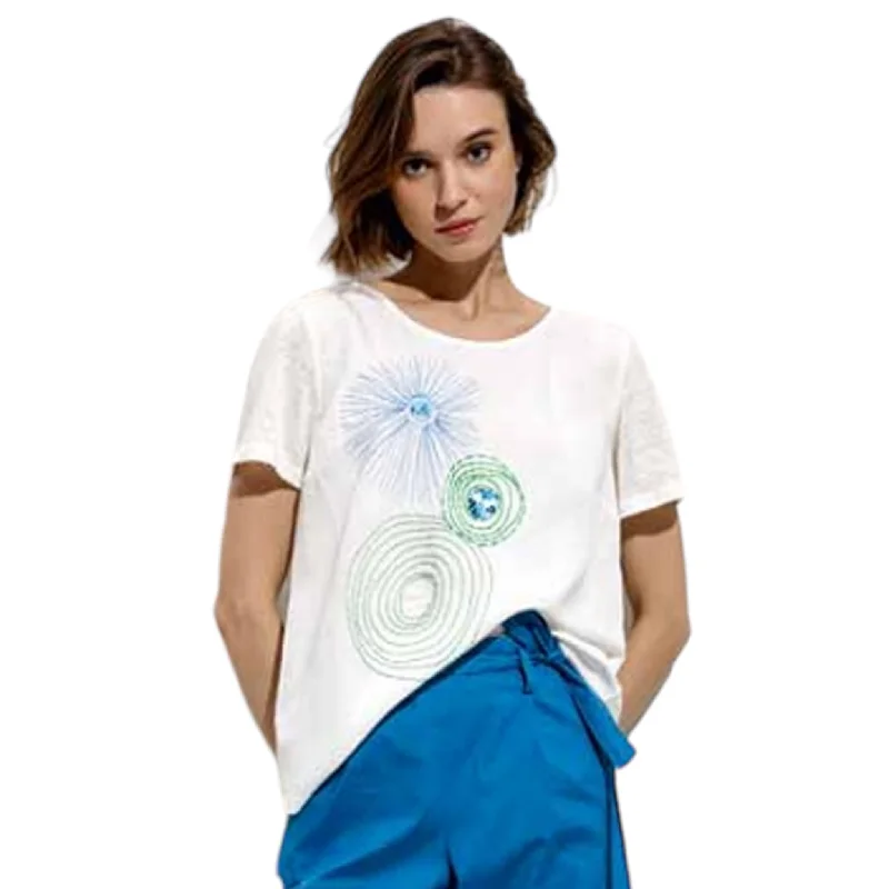 Maria Bellentani Lilium Embroidered Top Latte