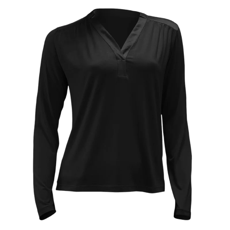 Marina V Open Neck Blouse Black