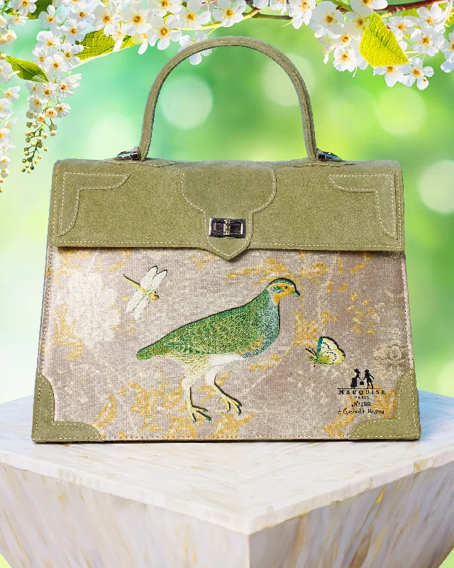 Marquise Paris Le Perdreau Top Handle Shoulder Bag in Moss Green