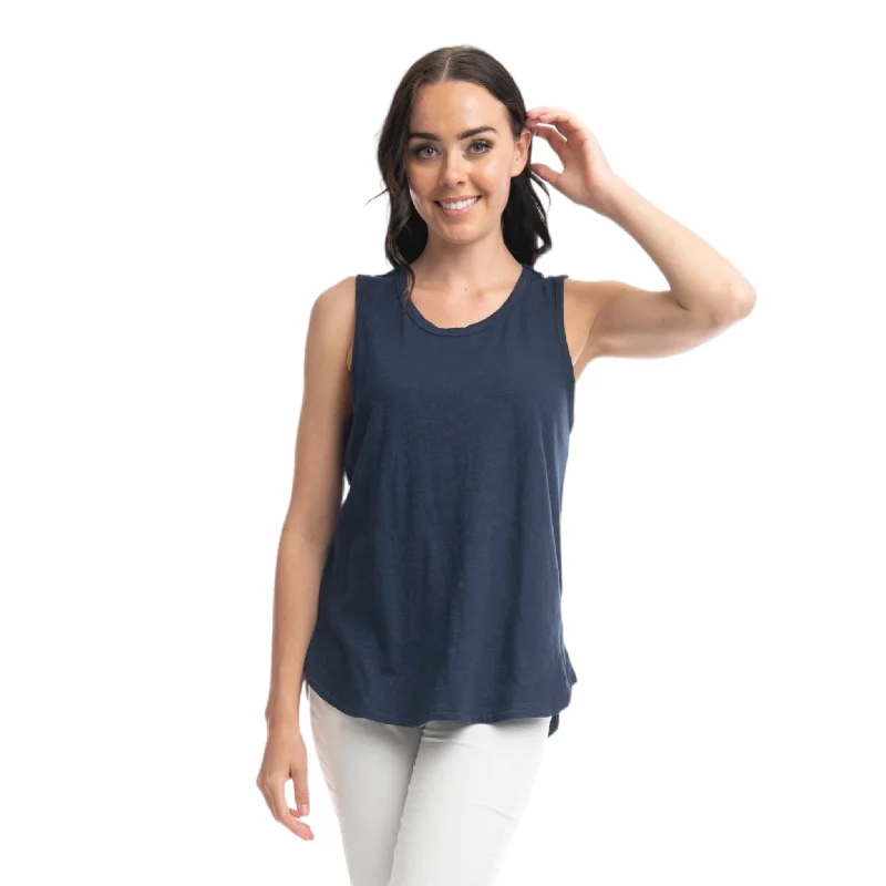 Orientique Cotton Vest Top Navy