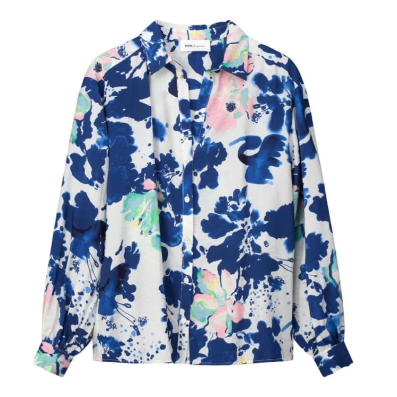 POM Amsterdam Violet Crane Birds Blouse Blue