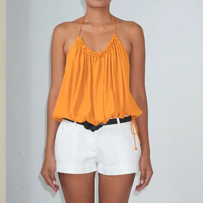 RUSH HALTER TOP - Rayon Fujette Crepe | Sunflower Yellow