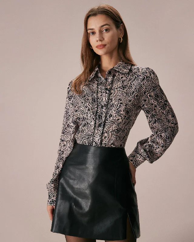 The Khaki Collared Cashew Flower Print Shirt