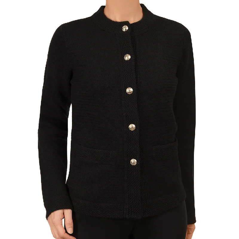 Traforato Trim Cardigan in Black