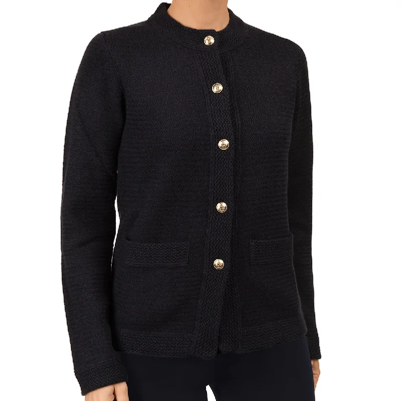 Traforato Trim Cardigan in Navy