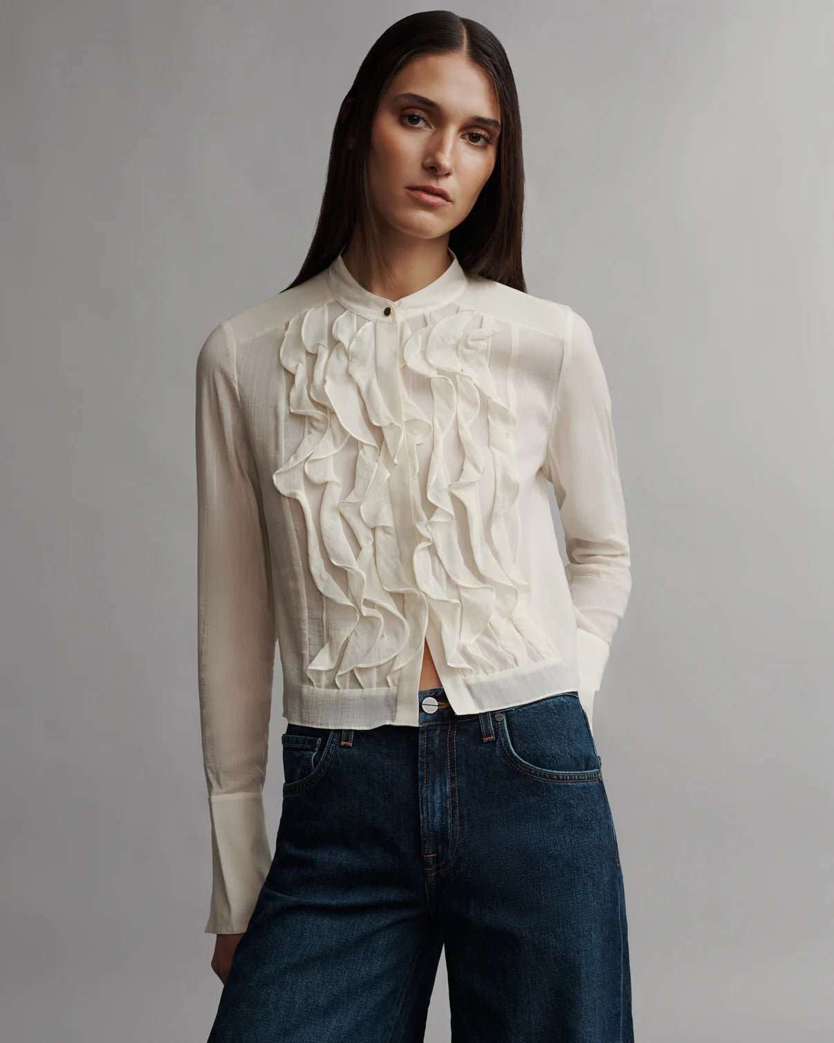 TWP - Patti shirt in Ivory Crinkled Silk Voile