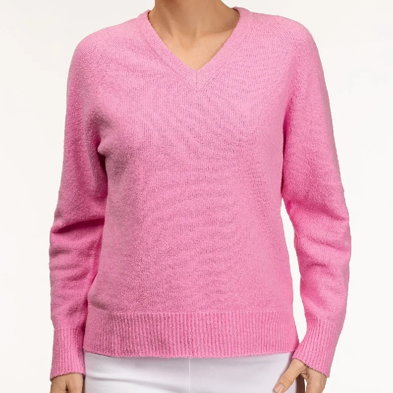 V Neck Pullover in Cameo Pink