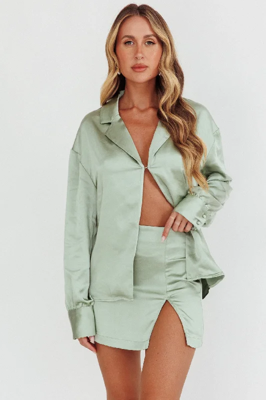 Coco Satin Mini Skirt Sage