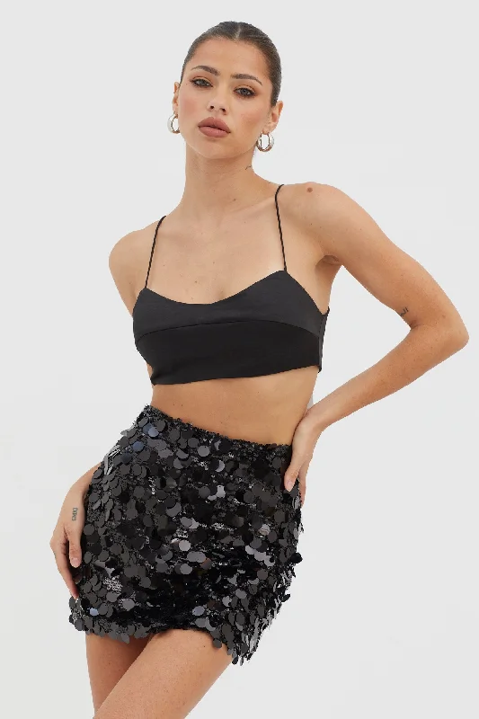 Gin Fizz Sequin Mini Skirt Black